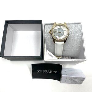Kessaris KS1217 Crystal Studded Oversize Analog Watch Gold/White 9"L